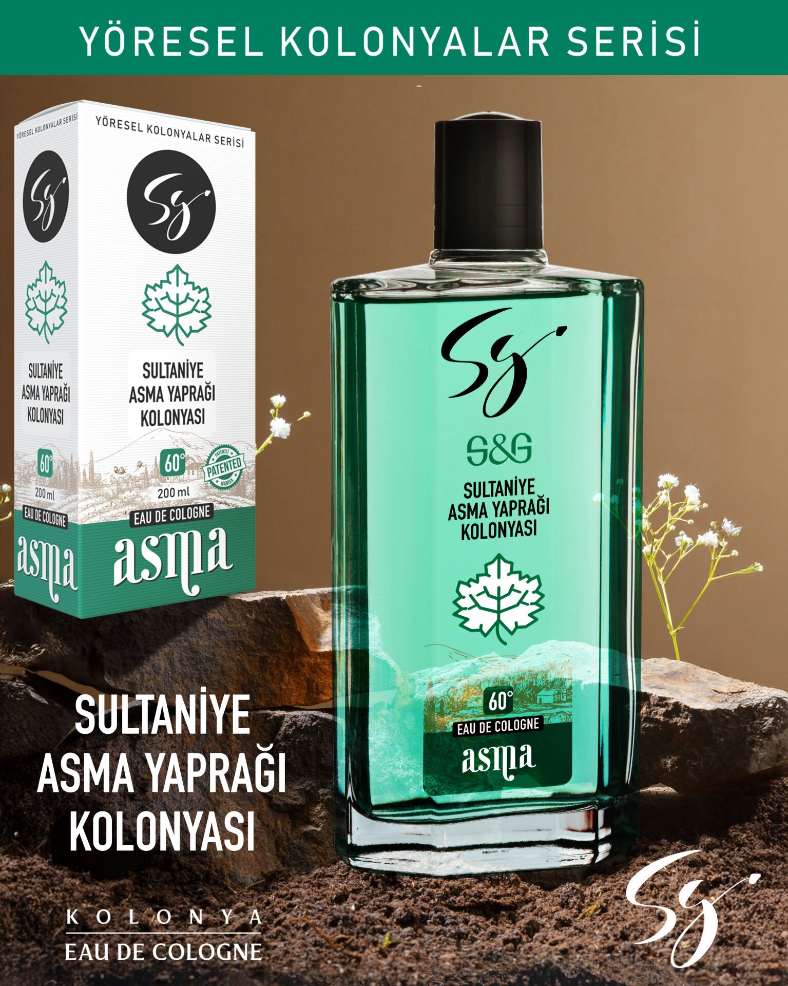 SULTANİYE ASMA YAPRAĞI KOLONYASI CAM ŞİŞE 200 ml