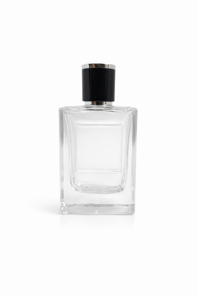 50 CC ERKEK PARFÜM ŞİŞESİ, SİYAH VALF, SİYAH-GÜMÜŞ KAPAK